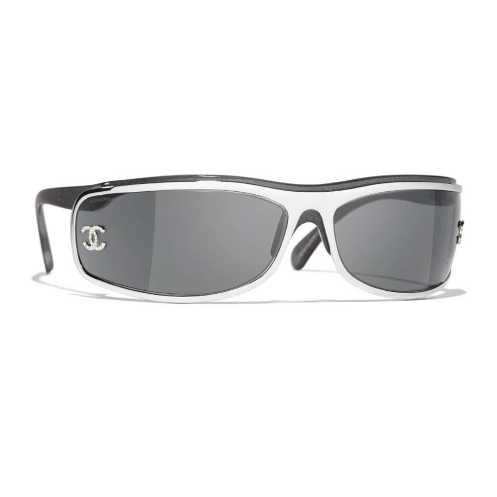 CHANEL SHIELD SILVER SUNGLASSES